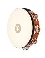 Meinl Percussion Traditional 10-Inch Wood Tambourine with Goat Skin Head and Steel Jingles, 2 Row