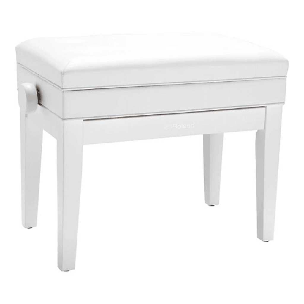 RPB-500PW-1.webp Roland RPB500 Piano Bench with Vinyl Seat – Polished White - Image 1