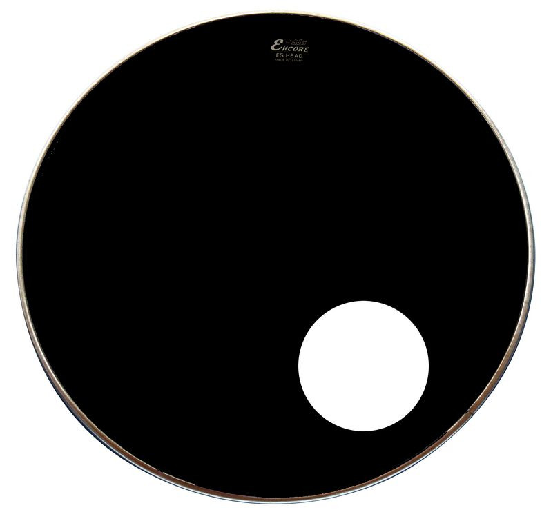 Remo-22-inch-Bass-Drum-Head-WSound-Hole-Black.jpg Remo 22 inch Bass Drum Head W/Sound-Hole - Black - Image 1