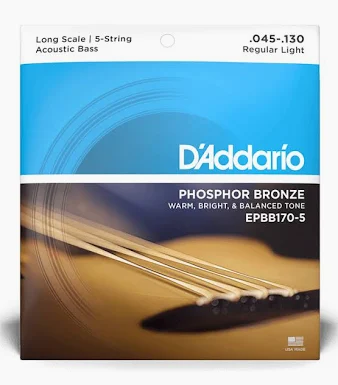 D'Addario EPBB1705 Regular Light 5-String Long Scale Acoustic Bass Strings