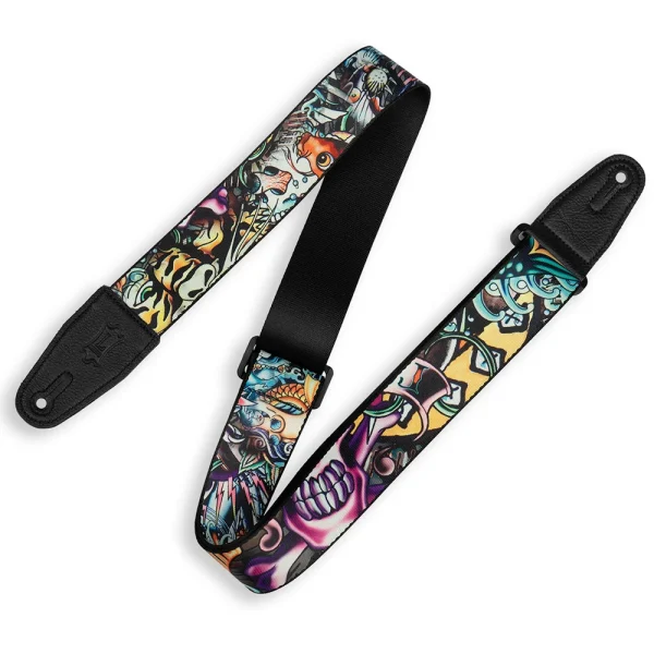 Levy's MP2TAT 2-inch Poly Tattoo Guitar Strap - New School